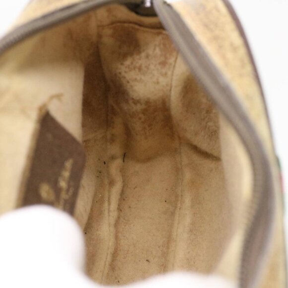 GUCCI Web Sherry Line GG Canvas Shoulder Bag PVC Leather Beige Green - Picture 16 of 16